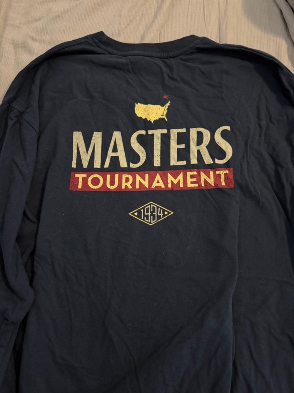 Men’s 2XL Masters Tee Shirt- 100% Cotton, Long Sleeve, Navy